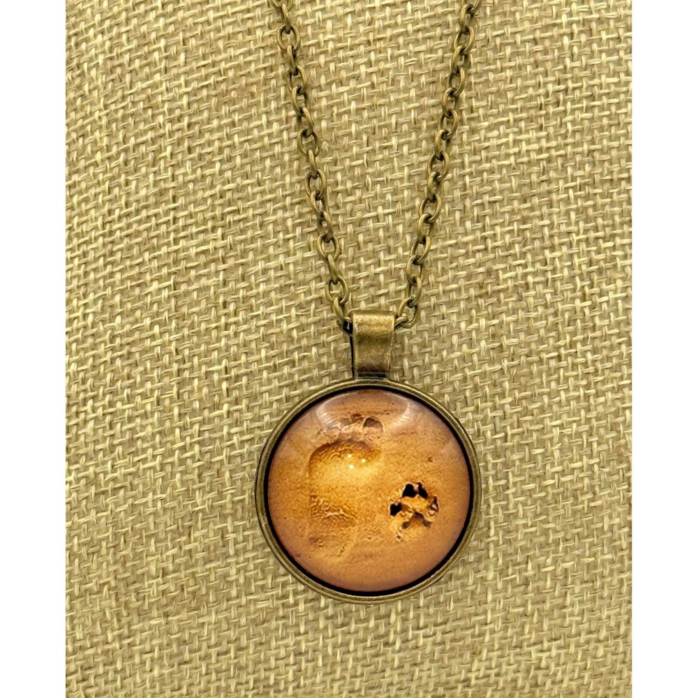 Vintage Dog Paw Print Footprint Pendant Necklace Memorial Keepsake Pet Lover